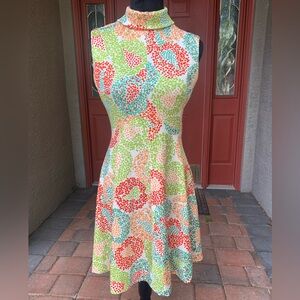 Vintage Emilio Borghese Colorful Patterned Fit and Flare Sleeveless Dress